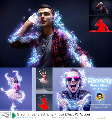 اکشن افکت برق الکتریکی روی تصاویر فتوشاپ - گرافیک ریور - Graphicriver Electricity Photo Effect PS Action